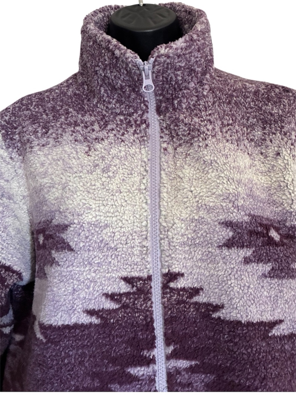 Vintage Cabela's Purple Aztec Southwest Geometric Fleece Teddy Coat Sz M - Picture 4 of 7